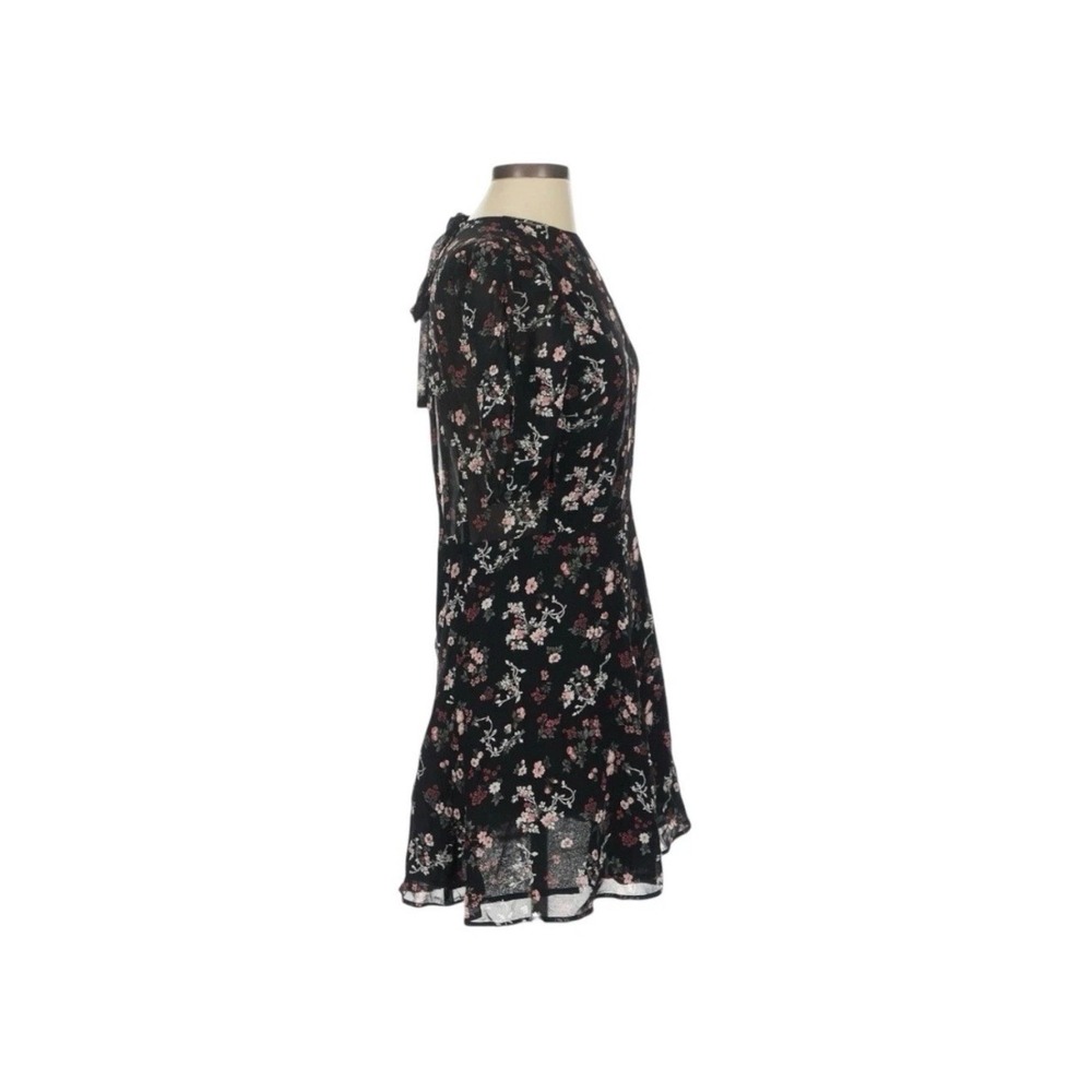Reformation Black Floral Open Back Mini Dress Size 4 Short Sleeve Viscose USA - Picture 6 of 10